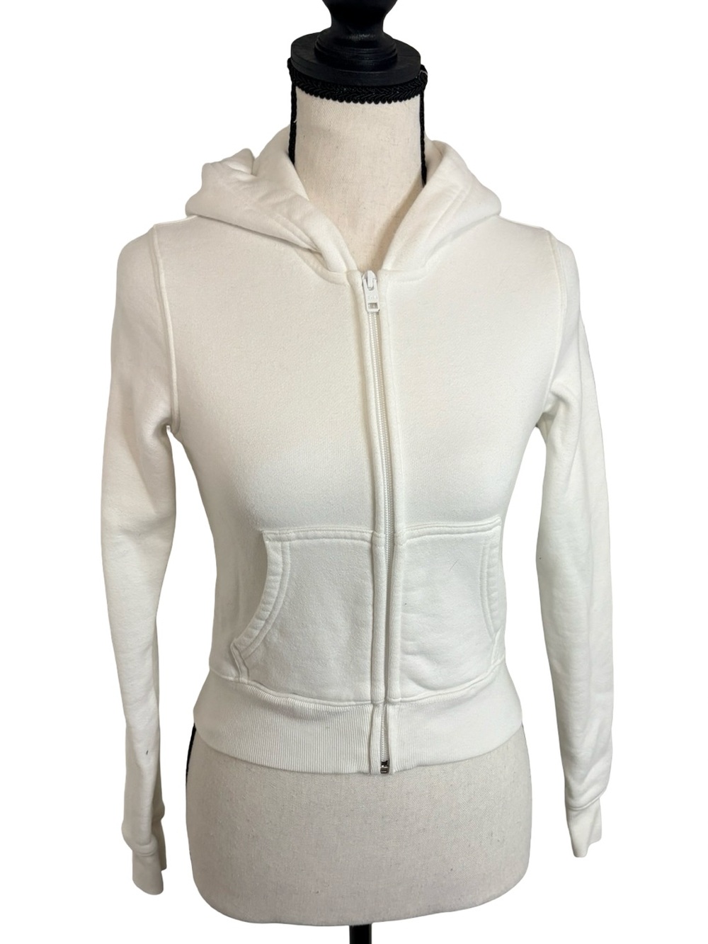 Aritzia TNA Cozy‎ Fleece White Zip Up Hoodie 2XS 103551
